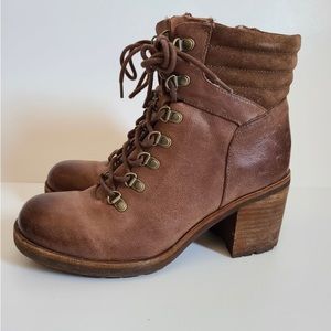 Kork-Ease Disna Cognac Leather Lace up Motto Booties